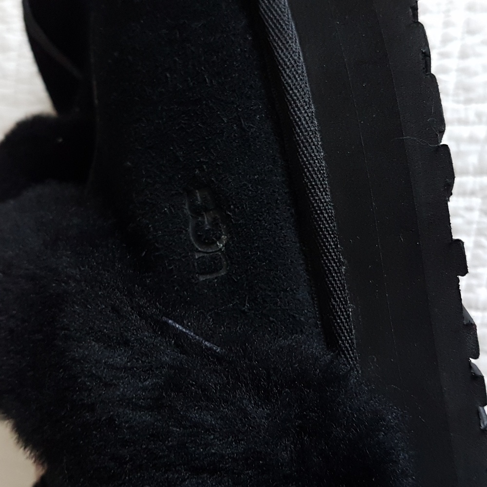 UGG Women's Plush Black Slippers - Picture 7 of 12